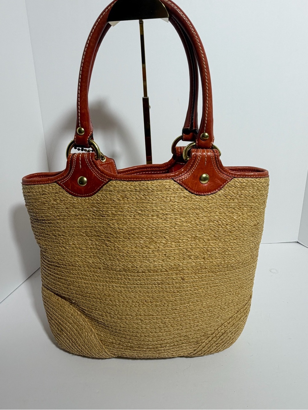Coach Tote with Brown Leather Trim and Floral Charm 2008 - Picture 5 of 10